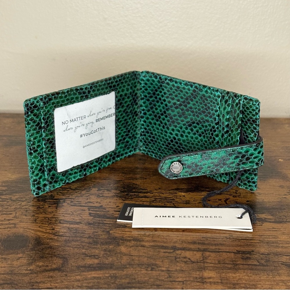 Aimee Kestenberg Green Key & Card Holder with Snakeskin NWT